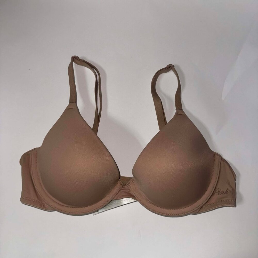 PINK Nude Wear Everywhere T-Shirt Bra Lightly Lined - Size 34A - Like New